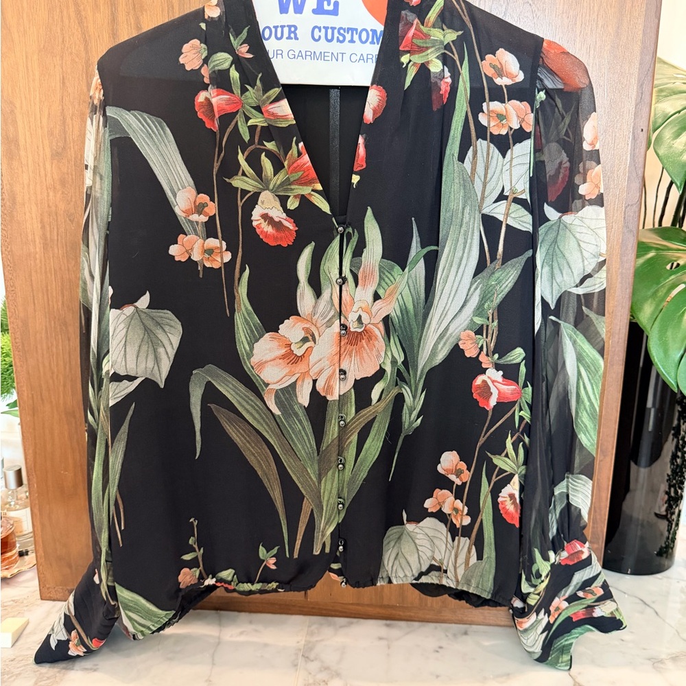 Elie Tahari Black Floral Women's Shirt